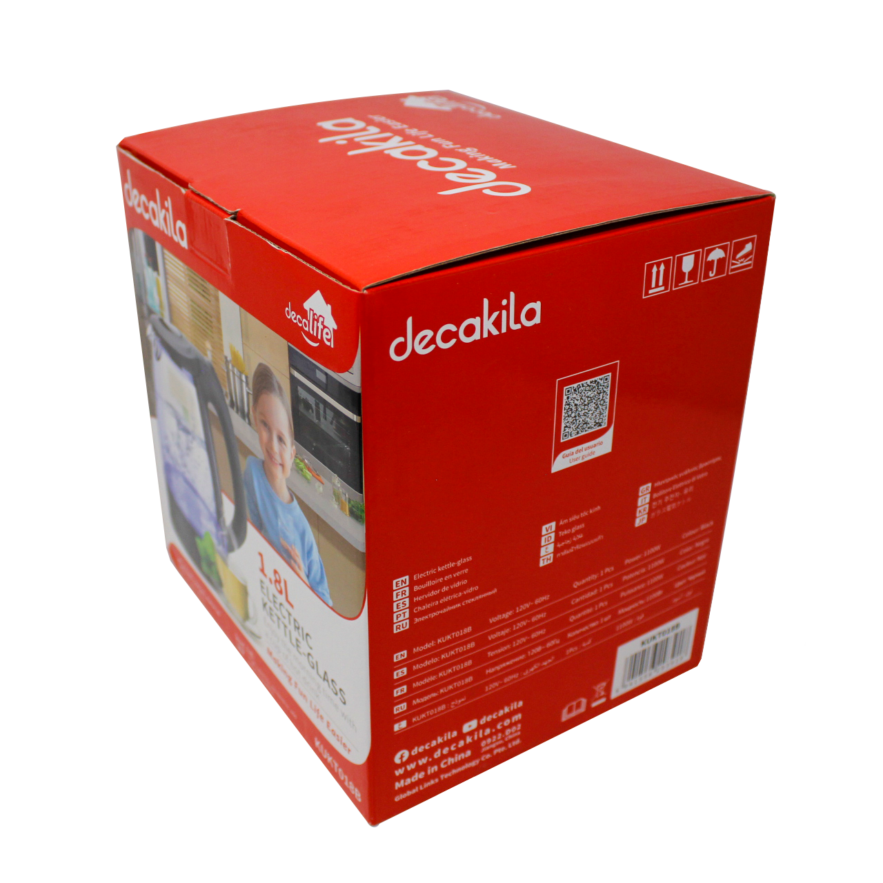 Hervidor Eléctrico 1.8 L Jarra de Vidrio Decakila KUKT018B