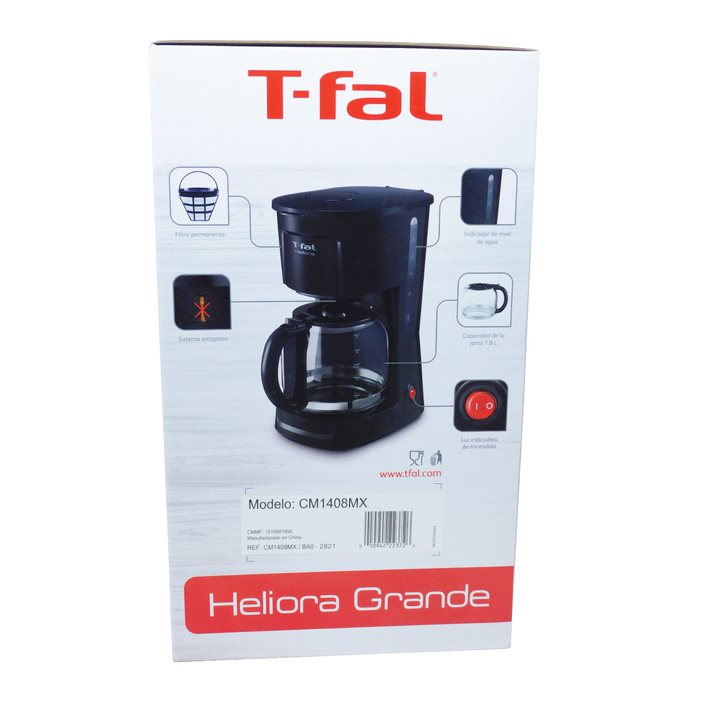 Cafetera de Goteo 12 Tazas Heliora Grande T-fal CM1408MX