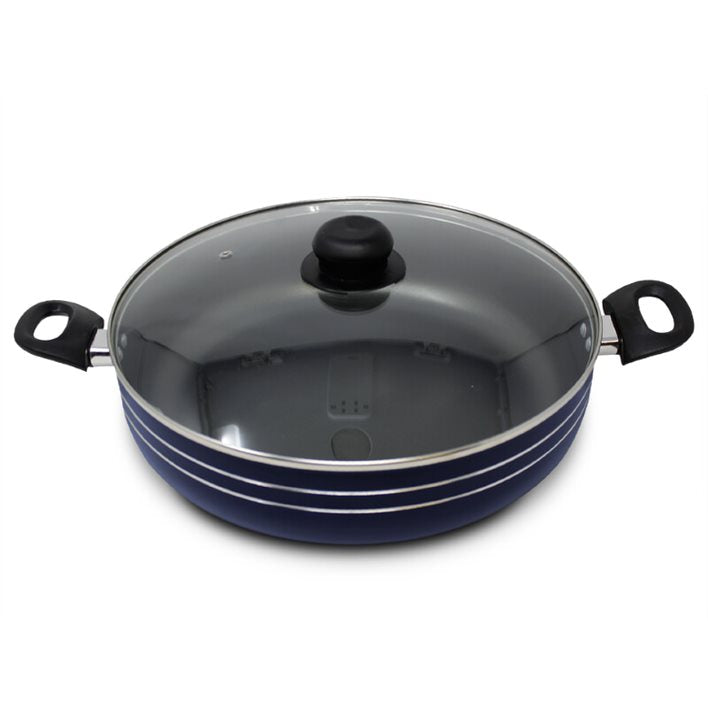 Arrocera 34 cm con Tapa de Vidrio Antiadherente Azul Lamex 6513-5