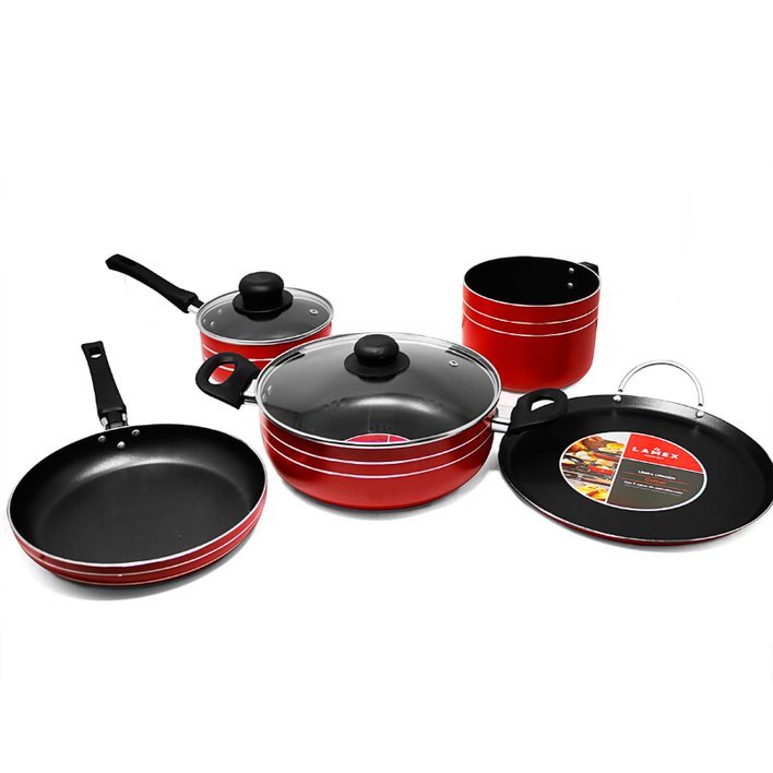 Batería de Cocina 7 Piezas Antiadherente Rubí Roja Lamex 6502-9