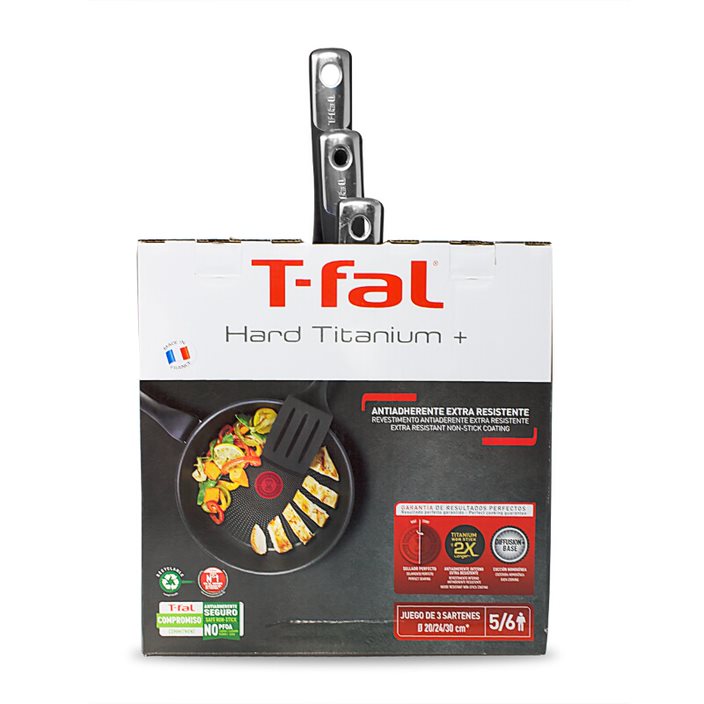 Juego de 3 Sartenes 20/24/30 cm Hard Titanium+ T-Fal C3829082
