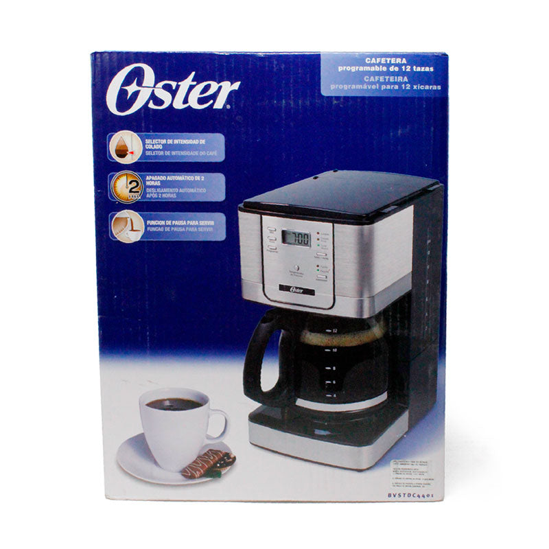 Cafetera Programable 12 Tazas Jarra de Vidrio Acero/Negro Oster BVSTDC4401-013